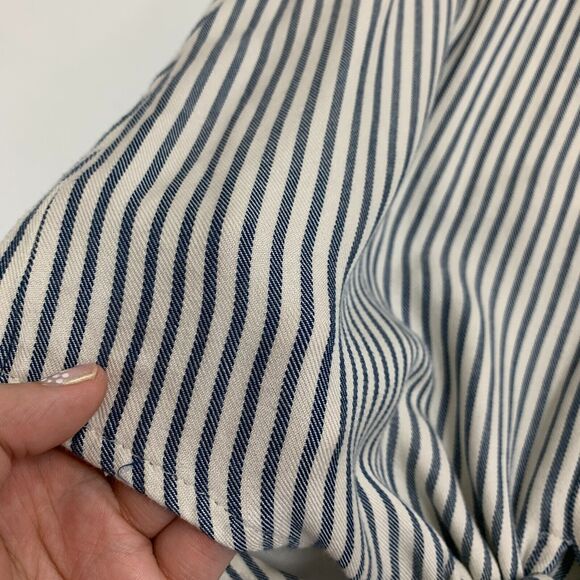 Madewell Novel Tie Front Shirt Womens XS Extra Small Stripe V Neck Short Sleeve - Picture 9 of 14